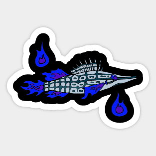 Lich Longnose Hawkfish Blue Flames Sticker